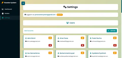 Screenshot of Roster-System